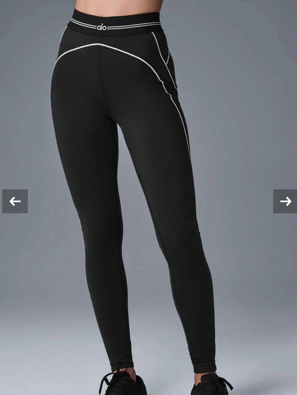 Alo Airbrush Heart Throb High-Waist Black Leggings with Contrast Piping Small